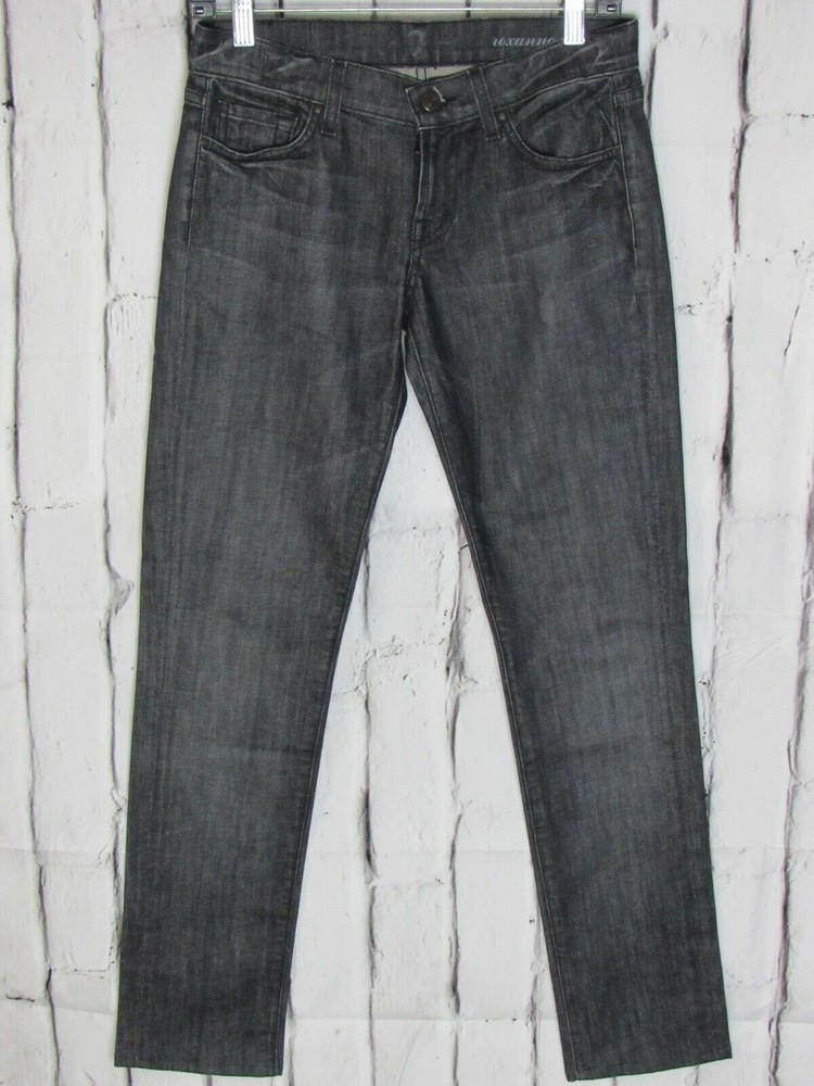 7 For All Mankind Women Jeans Size 26 Black Roxanne Fit Midrise Faded Denim